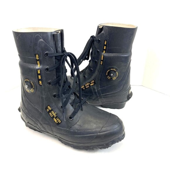 Vintage Mickey Mouse Combat Boots Men's 8 R Black Valve Steel Shank Waterproof - Picture 1 of 16